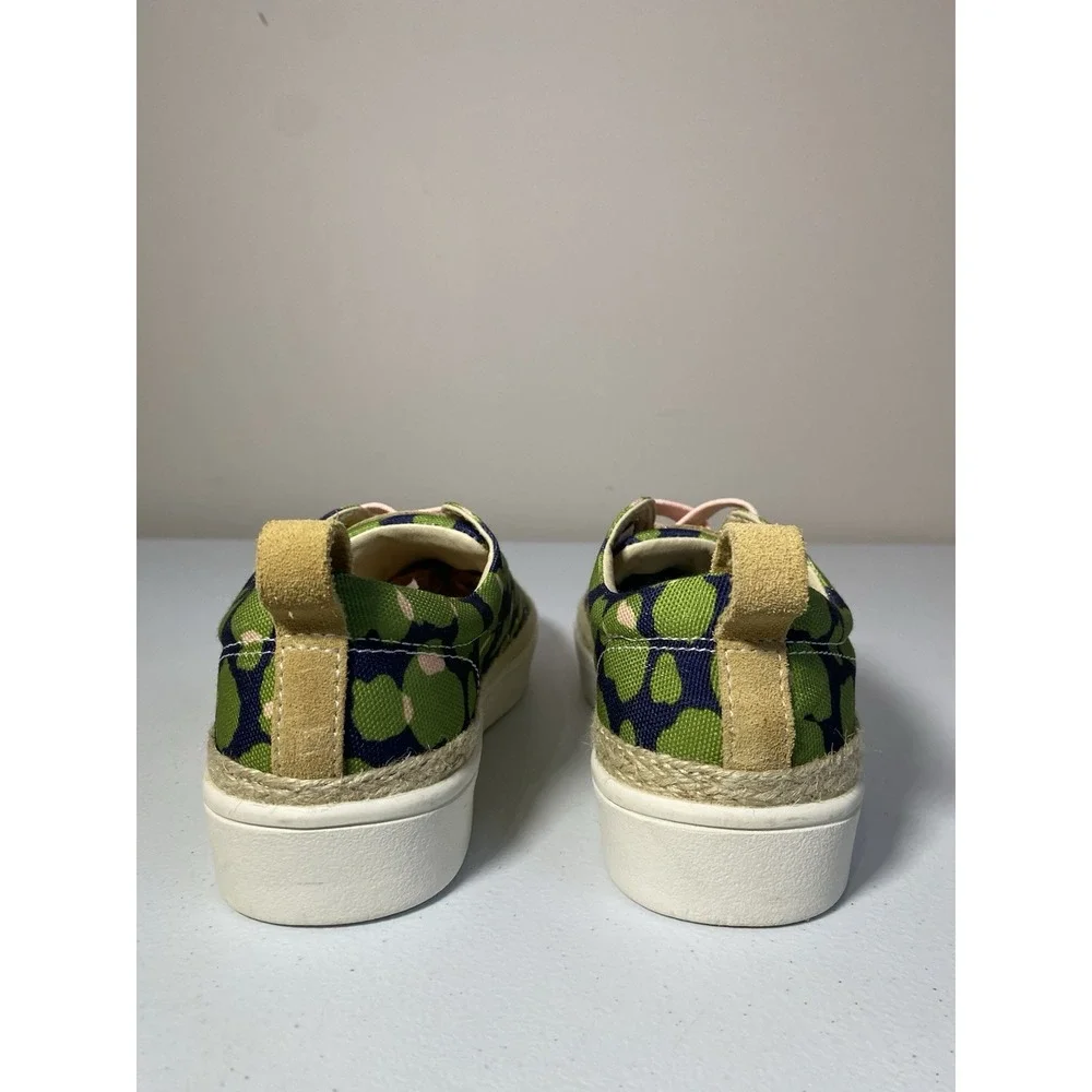Spenco Jute Trim Malibu Bokeh Slip On‎ Sneaker Womens 7 D Wide Navy Green Pink